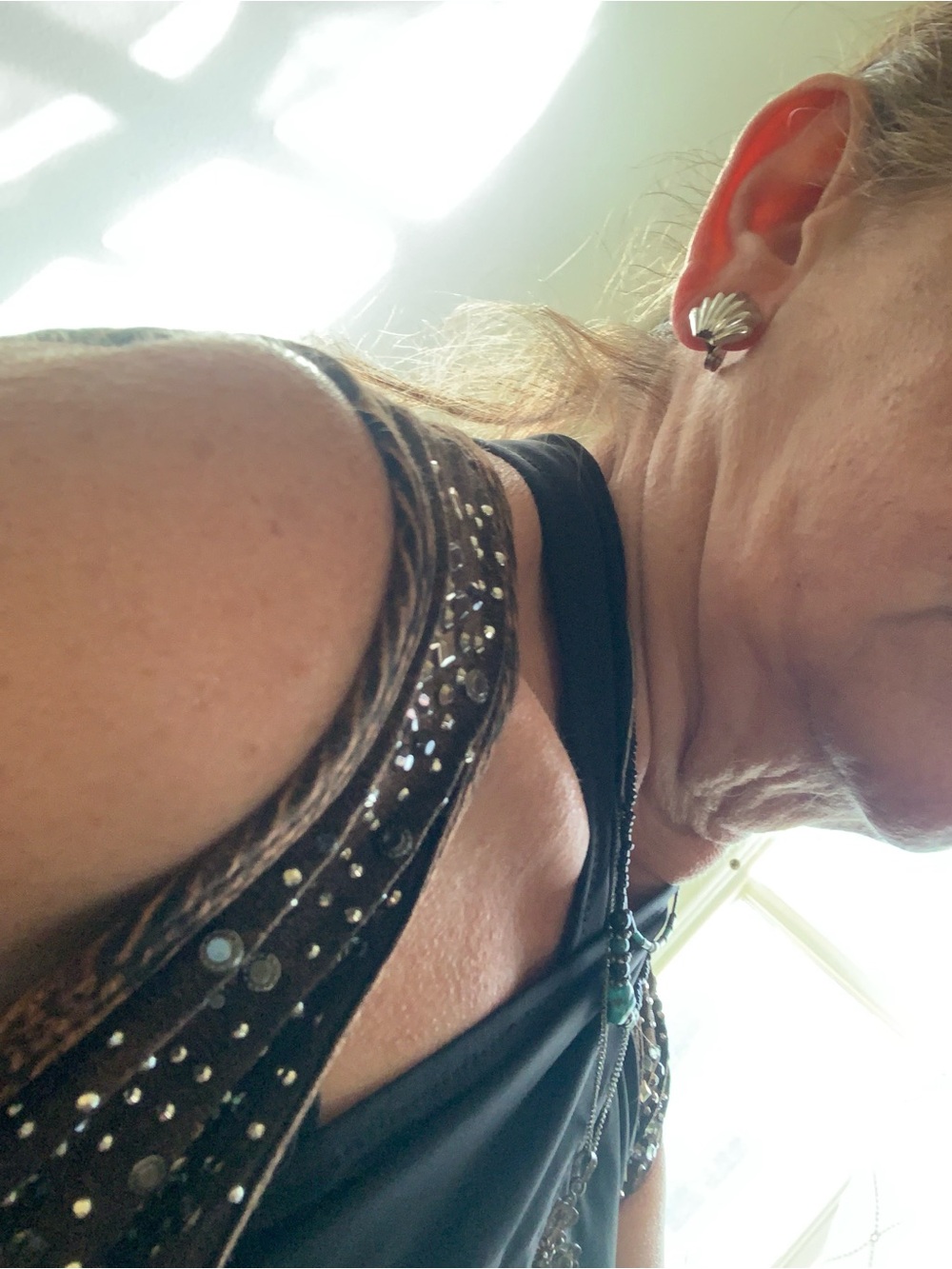 Embellished Black Tank with Studded Straps